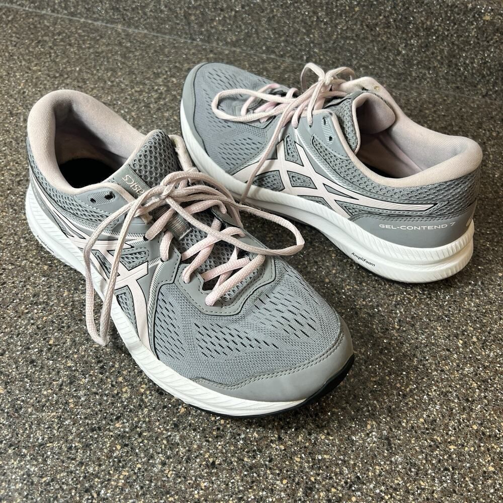 Asics Gel-Contend 7 Shoe Womens Sz 11 Gray Pink Running Sneaker Everyday Comfort
